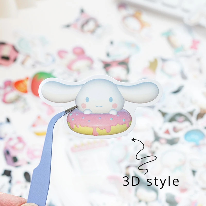 50/100pcs 3D Stereoscopic Sanrio Stickers Cute DIY Decorative Waterproof Anime Stickers Kuromi My Melody Kawai Phone Case