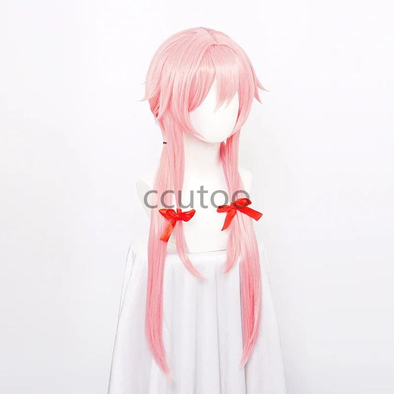 Maqutoo peruca para cosplay, perucas de fibra sintética, longas e retas, de 80cm, para cosplay, mirai, niki gasai yuno