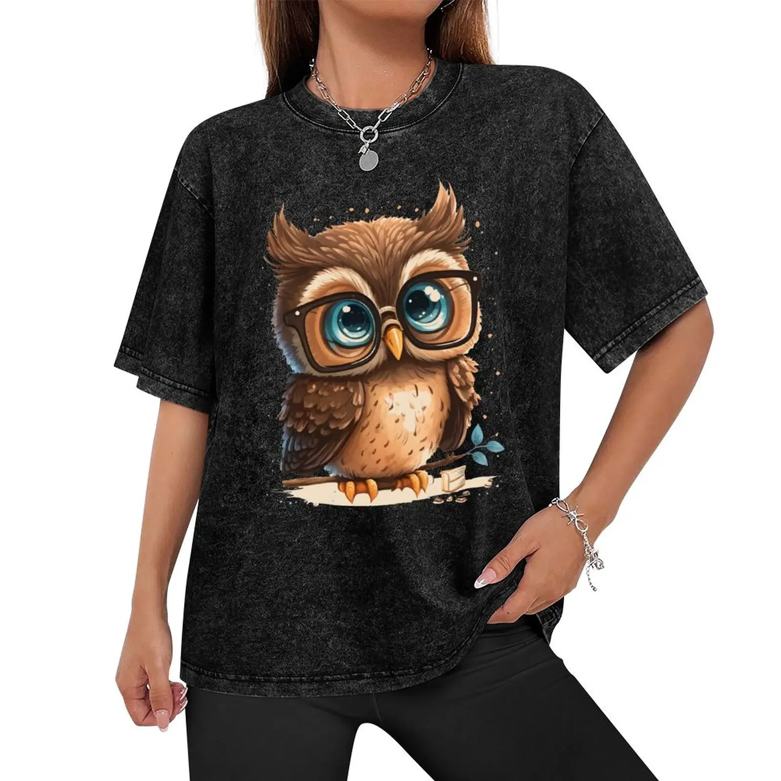 Cute Owl, cute and uplifting art of owl T-Shirt anime vintage clothes boys whites graphics mens big and tall t shirts