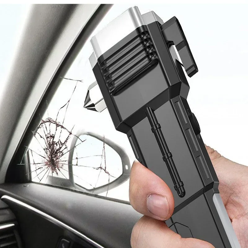 Outdoor home searchlight multi-function high brightness flashlight car safety hammer handheld flashlight USB power bank