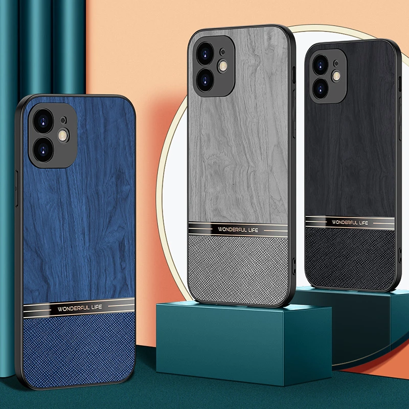 Wood Pattern Case Funda For Apple iPhone 11 12 13 14 15 Pro XS Max Mini XR 8 7 Plus SE 2022 2020 3 SE3 Shockproof Case Cover