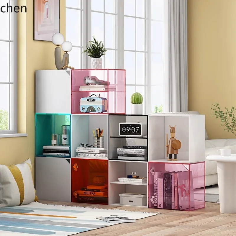 acrylic lattice combination floor module low storage Rubik's cube storage shelf bookcase