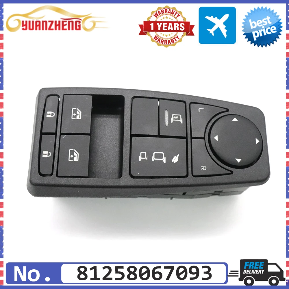 

Car Front Power Window Master Lifter Control Switch 81258067093 for MAN Truck Man TGS TGX TGL TGM LHD Driver Side 81258067063