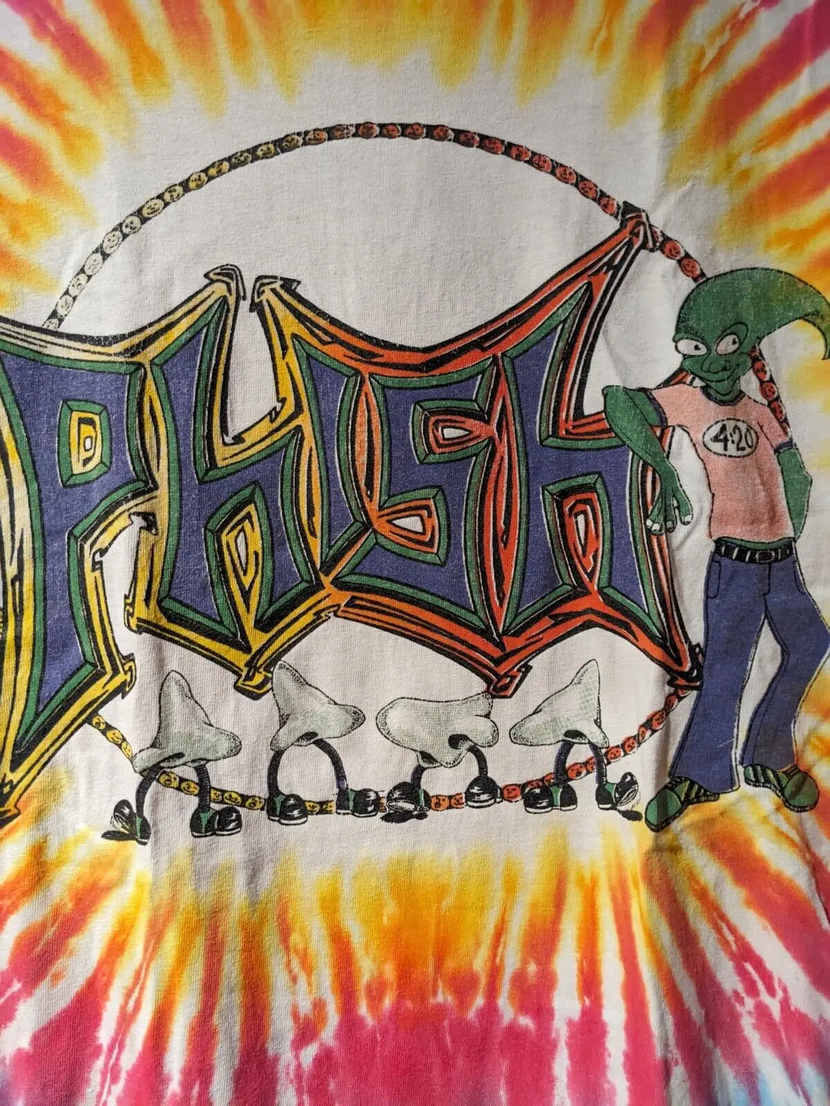 Vintage 1996 Phish 420 Alien Phall Tour X-Large Tie Dye T-Shirt