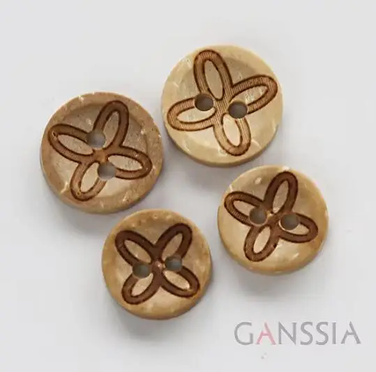 

50pcs/lot Size:10-11mm Natural Coconut Buttons 2 Holes Flower Design Clothing Decoration Sewing Accessories(KK-708)