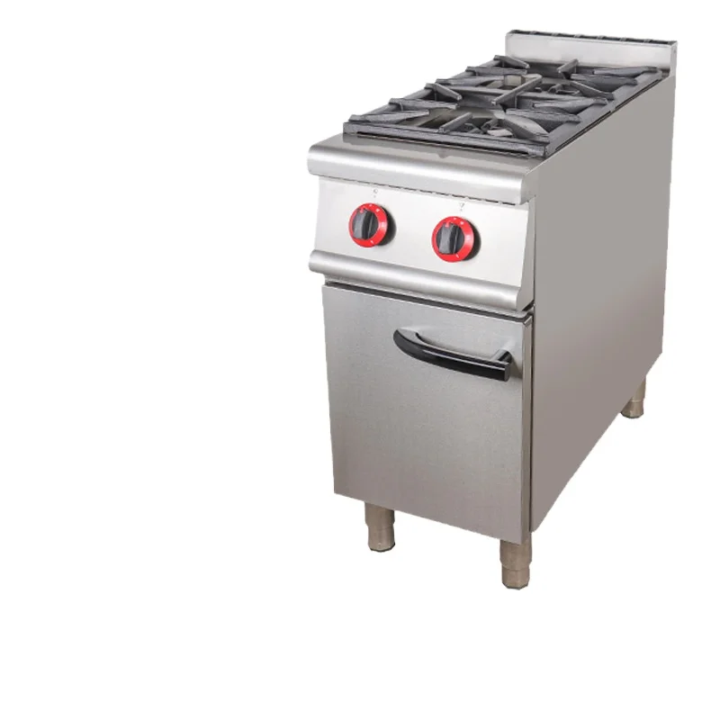 Commercial vertical gas two-head pot stove with oven cabinet four-eye stove stainless steel floor-to-ceiling
