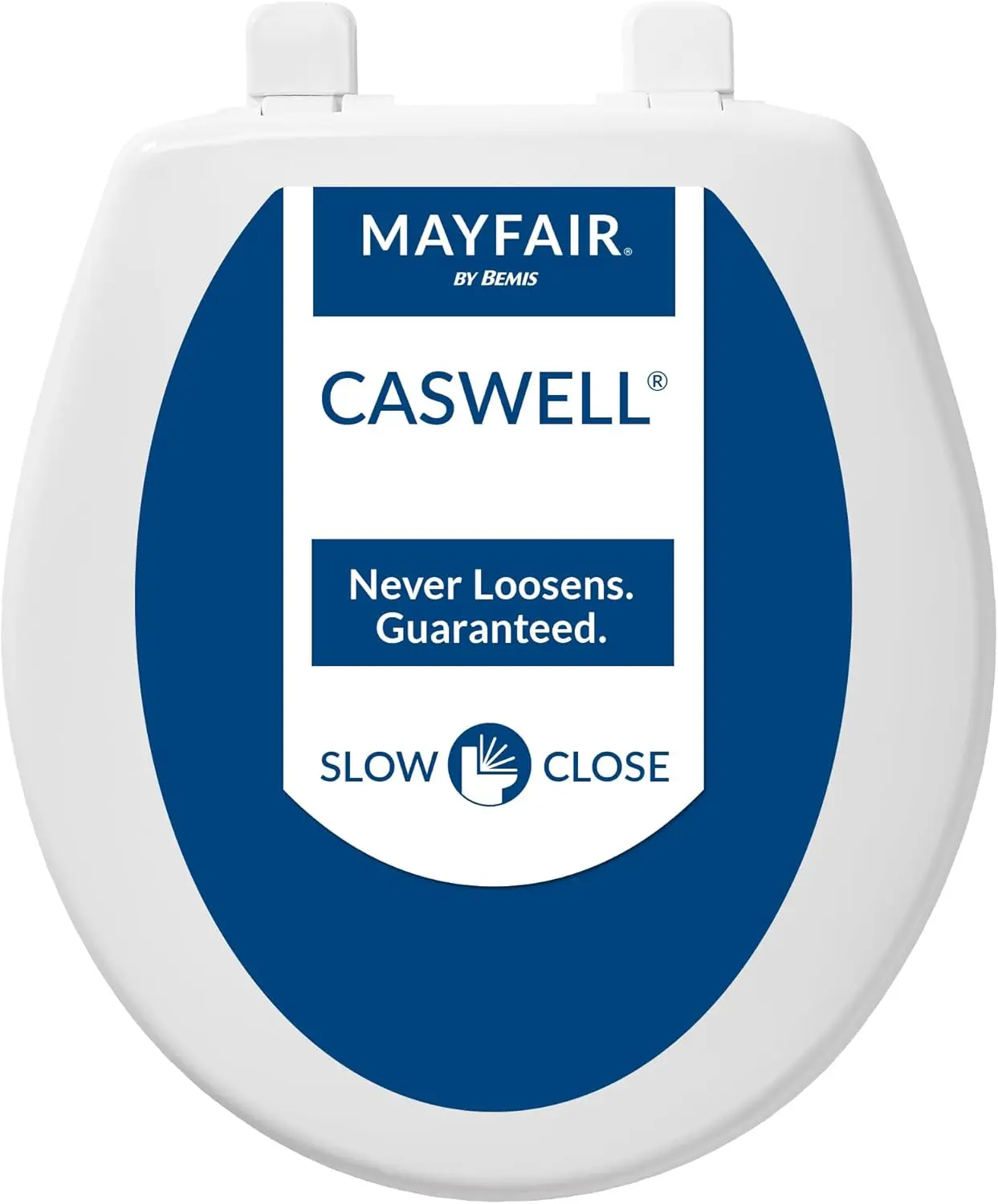 

Caswell Modern Slow Close Toilet Seat, Durable Plastic Seat, Made in USA, Round, White