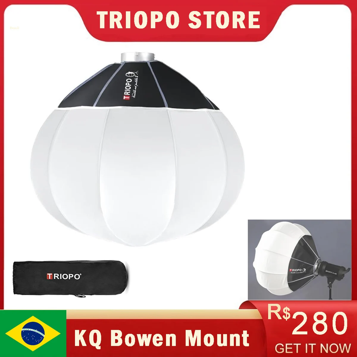 TRIOPO Lantern Softbox 55 65 85cm Quick Release for Sokani X100 X60 COLBOR CL220R Godox Aputure 300c Bowen Mount LED Video Light