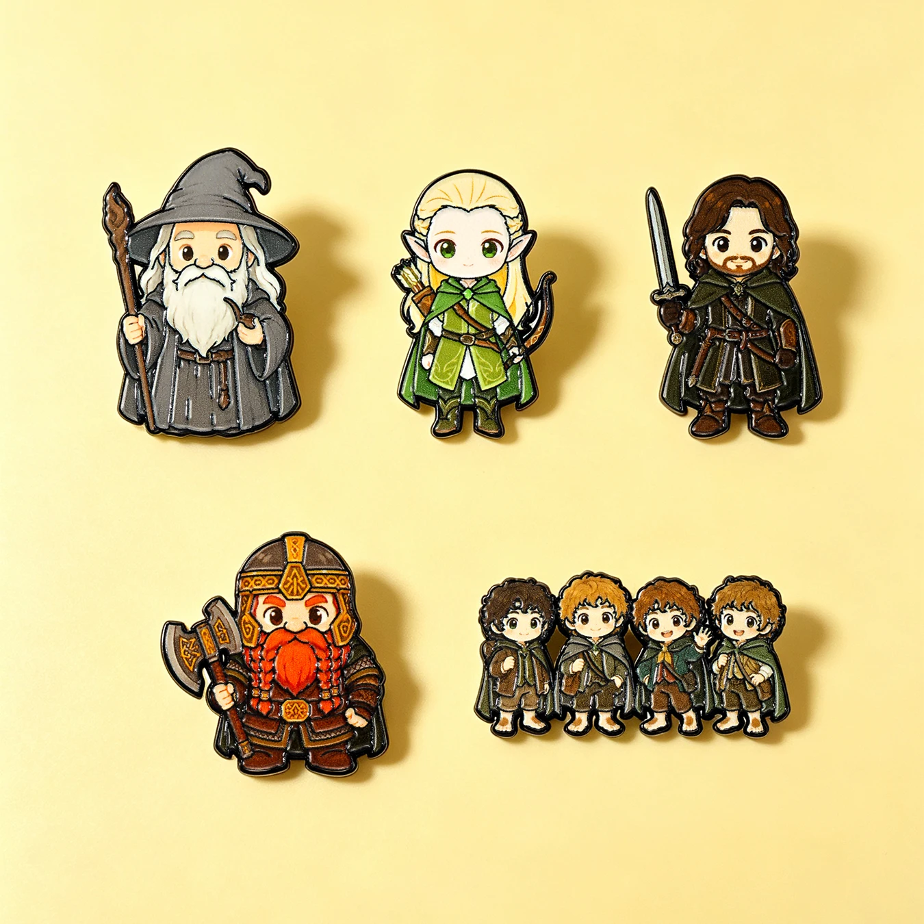5Pcs Fantasy Medieval Adventure Character Enamel Pins Set Wizard Elf Lapel Brooches Gift for Friends Collectible Badges
