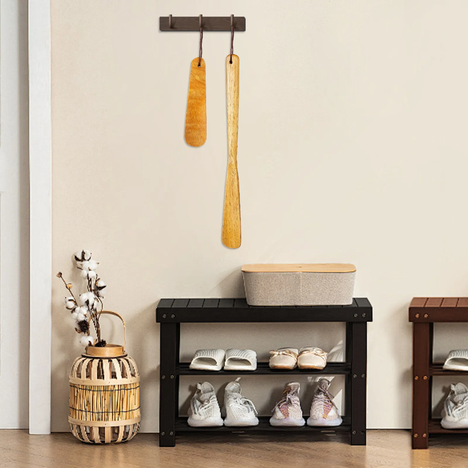 

Набор из 2 деревянных рожков для обуви: длинный и короткий, для мужчин, женщин и пожилых людей, короткий рожок для обуви для пожилых людей