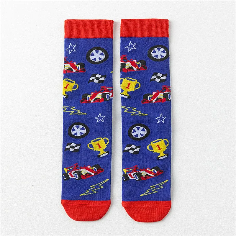 Street Sle Couple Sos Mid-Calf Letter Print สีแดงและสีน้ำเงิน ลายพิมพ์ตัวอักษร Sos สุดเทรนดี้สำหรับผู้ชายและผู้หญิง ใส่ได้ทุกฤดูกาล สไตล์ลำลอง