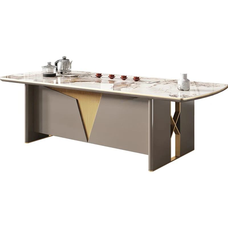 

Stone Plate Table-Chair Set Modern Simple Large Board Desk Office Dual-Use Desk Integrated Light Luxury Tea Table