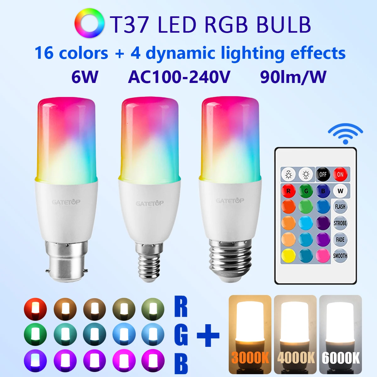 

2 шт. E14/E27/B22 T37 RGB лампа светодиодная многоцветная лампа с регулируемой яркостью 16 цветов с дистанционным управлением умное освещение - осветление вашего каждого chwili