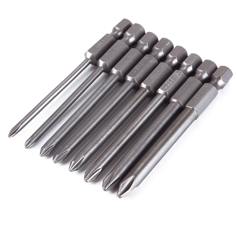 8pcs/set Shank 1/4 inch S2 Alloy Steel Magnetic Hex Cross Head Screwdriver Bits Set PH0 PH1 PH2  Screwdriver Head #91149