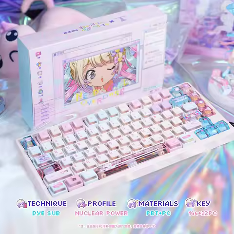 Anime NEEDY Girl Overdose Keycaps Cute Pbt+pc Translucent Cherry Profile Key Caps for Mechanical Keyboard Custom Gaming Gifts