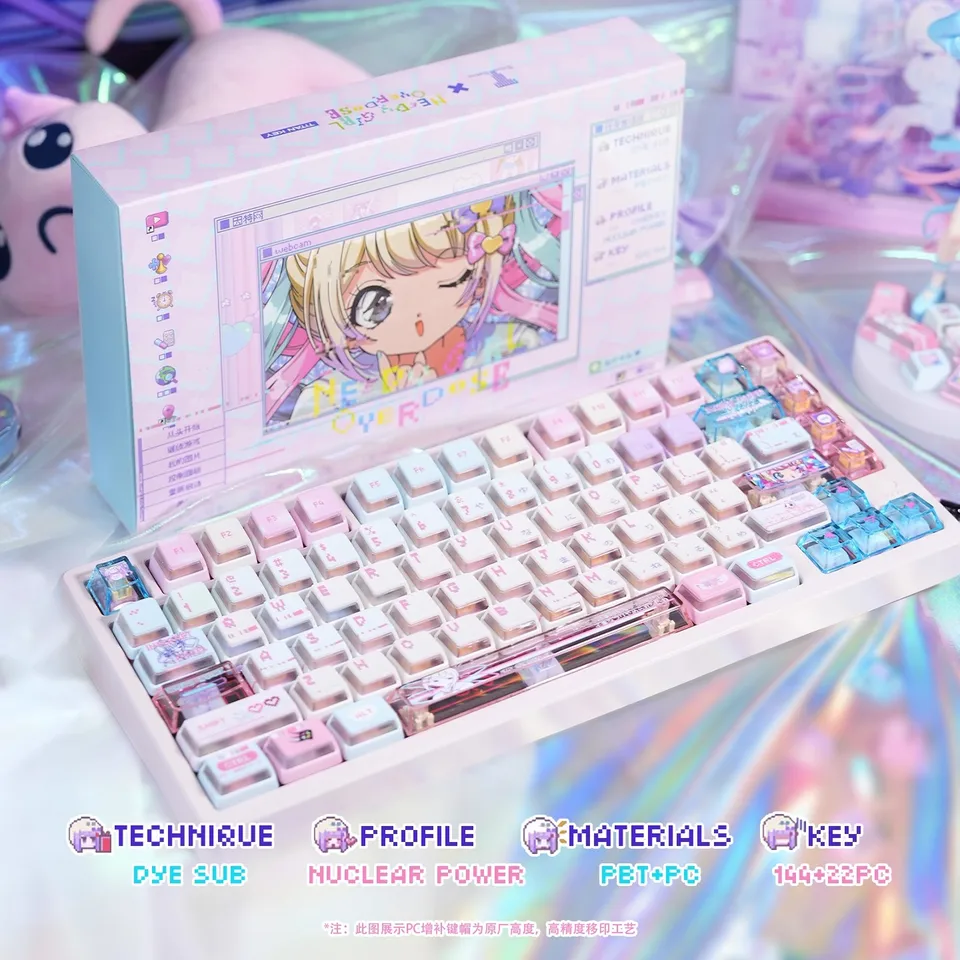 アニメニーディガール過剰キーキャップかわいい Pbt + pc 半透明