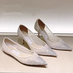 Spring and Autumn 2026New   Mesh Pointed Shallow Mouth Sexy Stiletto Shoes