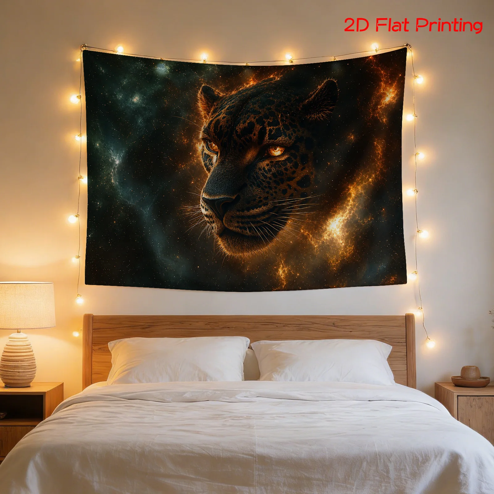 Luxury Galaxy Tapestry Cosmic Jaguar Wall Hanging Decoration Art Prints Large Animal Space Decor 180x320cm