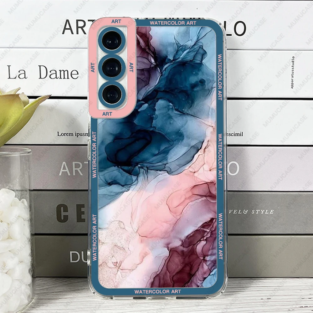 Case For Samsung Galaxy S24 S20 S21 FE S22 S23 Ultra A13 A32 A33 A50 A52 A53 A73 A54 A14 Soft Cover Watercolor art