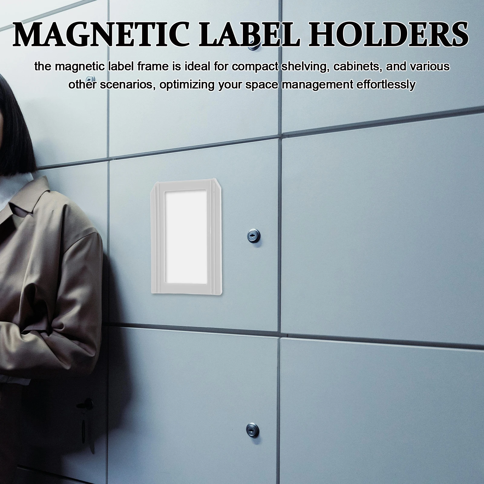 2 Pcs Magnetic Label Box Card Holder Shelf Slot Self Adhesive Tags Wire Shelving Kitchen Cabinet Labels Book Holders Library