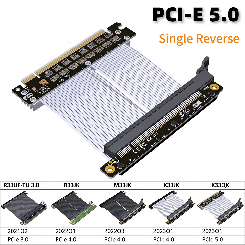 

Silver PCIe 16X 5.0 Riser Cable RTX4090 3090 Graphics Card PCI Express 5.0 X16 Riser Shielded Extender Single Reverse for ITX A4