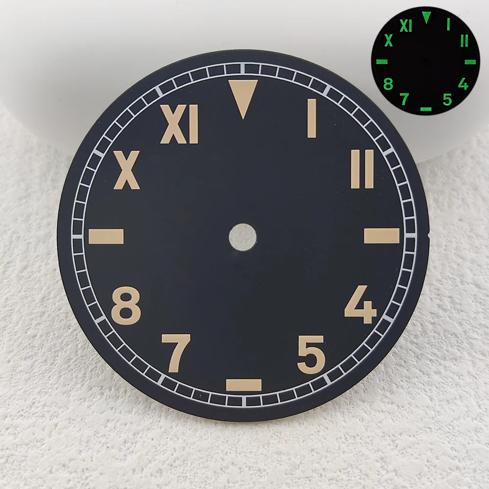 38.5mm watch dial green Luminous Replacement watch accessory fits ETA 6497 6498 automatic movements Logo/name customization