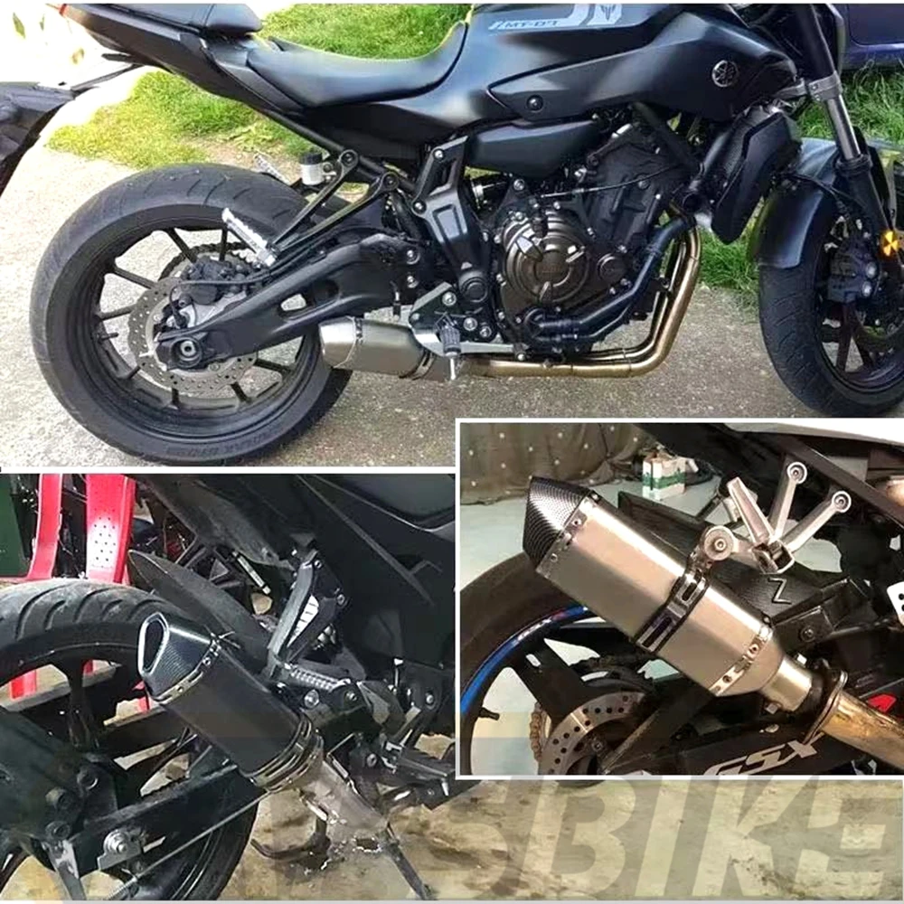 Universal 51MM Motorcycle Exhaust Pipe Muffler With DB Killer 300/370/470mm For Z900 Z400 Ninja400 250SR TNT600 R3 R1 MT07 GY6