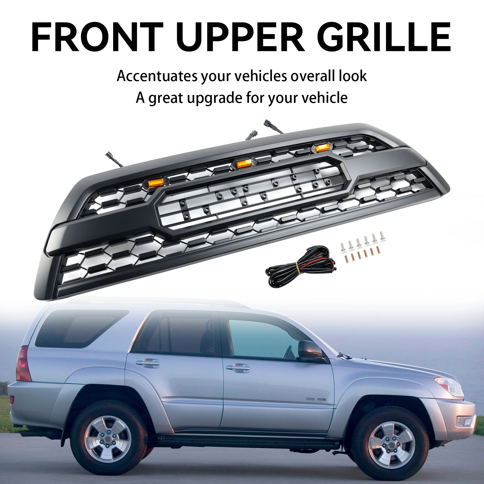 Artudatech Front Bumper Grill Grille Fit Toyota 4Runner 2006-2009 TRD PRO Style W/ LED