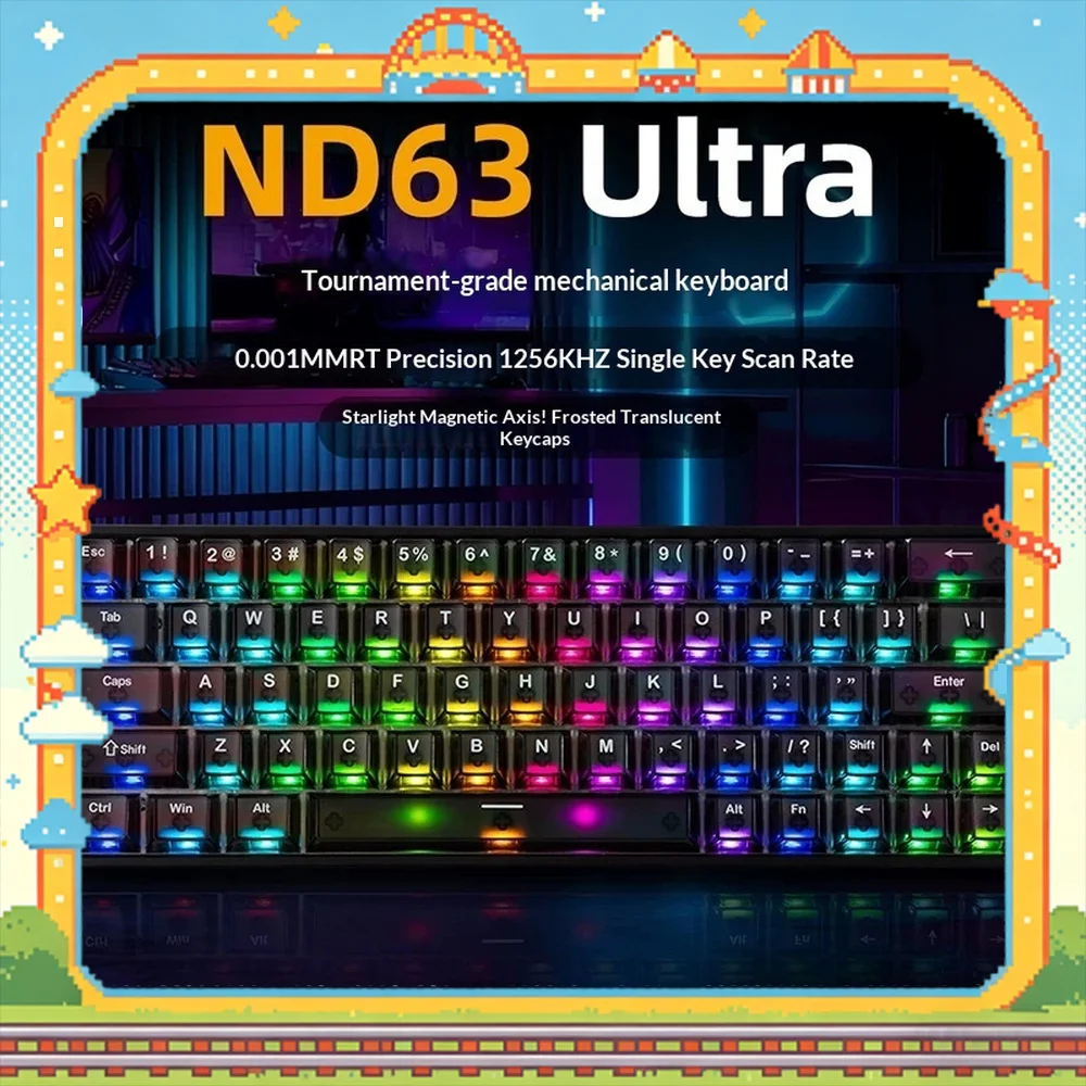 IROK ND63 Ultra MAX Magnetic Switch Gaming Keyboard 63-Key 256K Polling 8KHz RGB Rapid Trigger Wired
