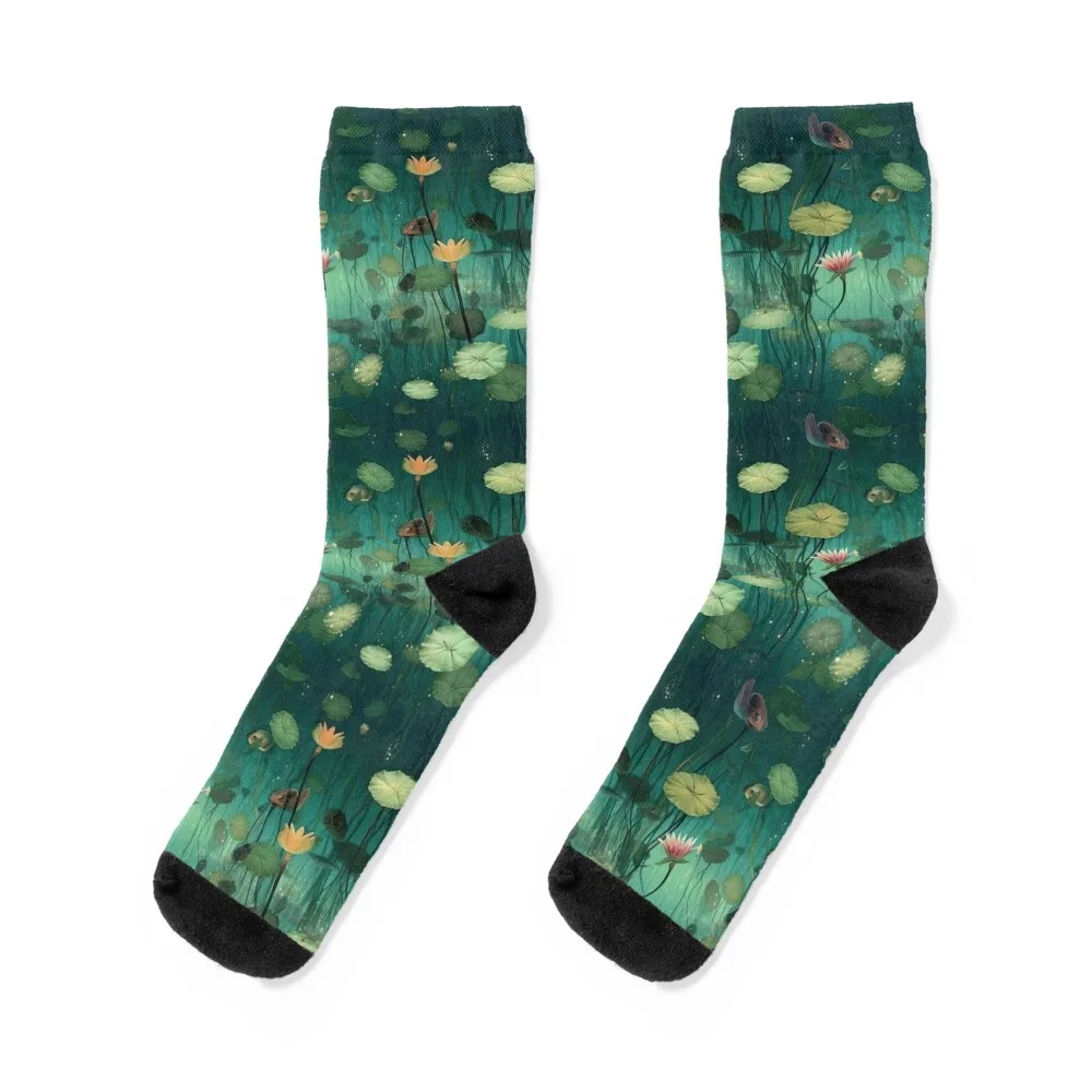 Lilies Underwater Scene II Highly Detailed Socks kawaii winter gifts floral Men's Luxury Woman Socks Men's