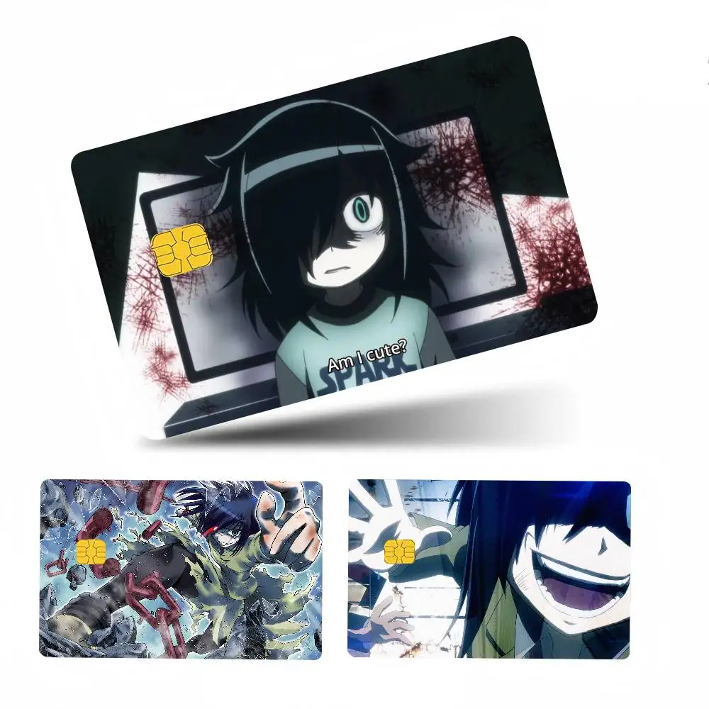 Anime W-Watamote Kuroki Tomoko Anime 1 set of 4 pcs Funny Shell Ultra Thin No Fade Sticker Skin Cover Film for Debit Credit Card