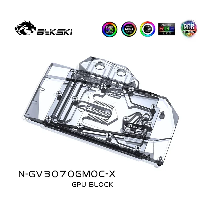 Imagem -03 - Bloco de Água de Bykski Gpu para Gigabyte Geforce Rtx 3070 Placa Gráfica Vga Cooler 12v Rgb 5v Argb Sycn N-gv3070gmoc-x