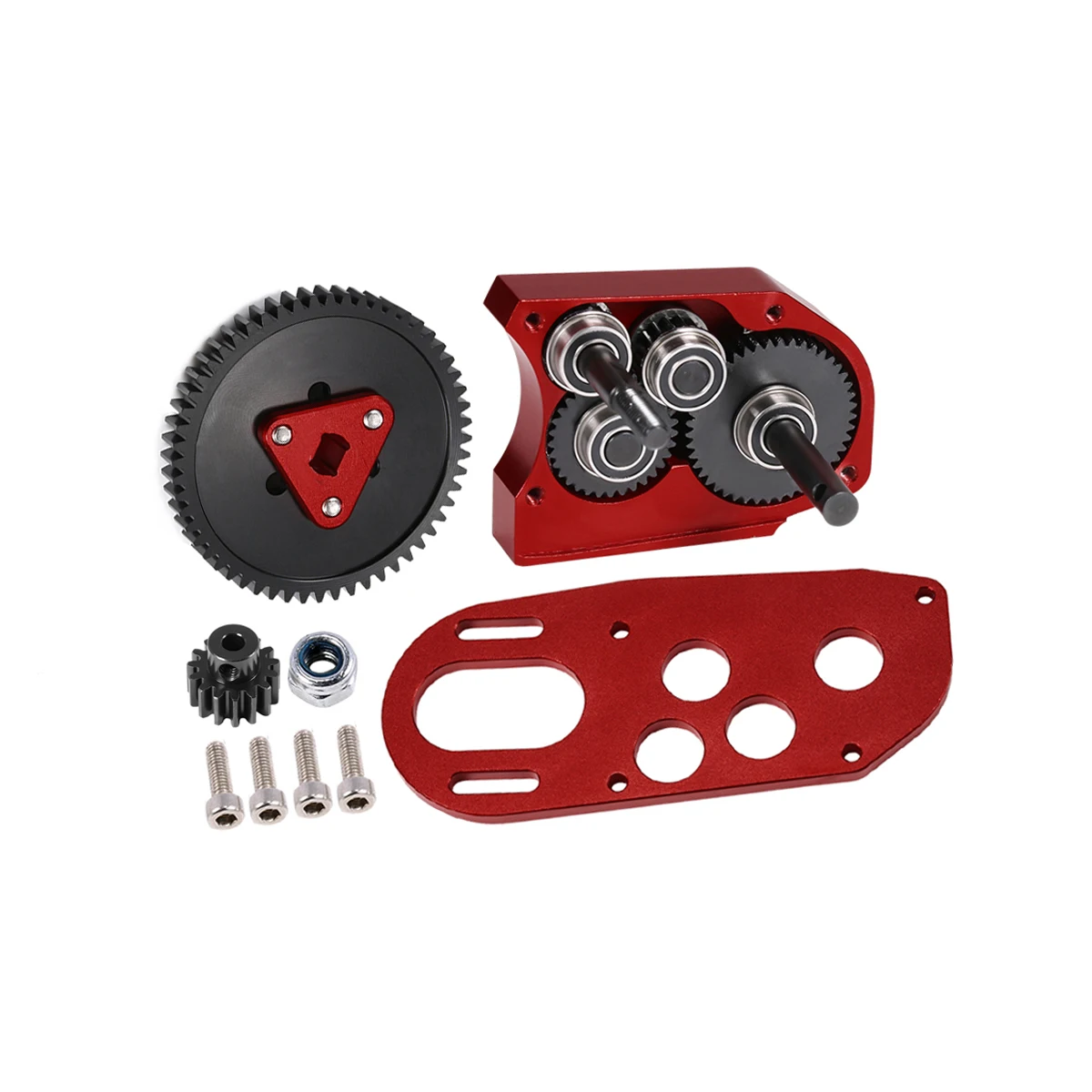 Caja de cambios de aluminio con transmisión baja, 30% Overdrive, con engranaje recto de deslizamiento Delrin para 1/10 RC Crawler Rigs SCX10 Capra LCG, chasis DIY