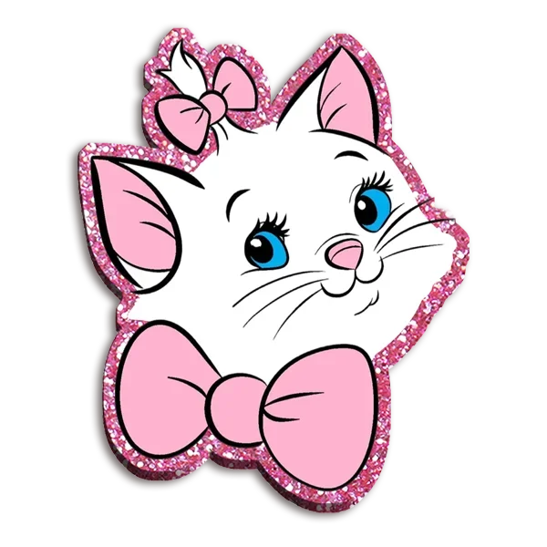 

Chunky Pink Glitter Resin Planar Disney Marie Cat Acrylic Flatback For Girls DIY Phone Case Hair Bow Craft Keychains Accessories