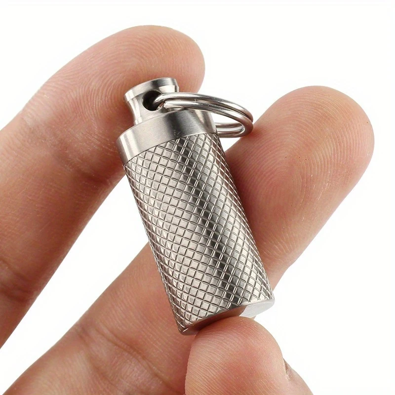 1 unidade de mini caixa de comprimidos em liga de alumínio, caixa de comprimidos portátil para primeiros socorros, à prova d'água e à prova de umidade, para camping ao ar livre, essencial para viagens.