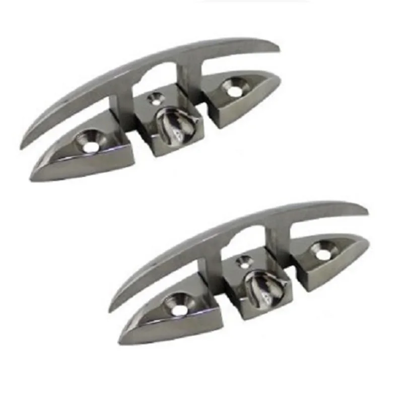 

NEW HOT In Stock-2PCS 316 Stainless Steel Folding Cleats Pull Flip Up Folding Cleat 5 Inch Manufactures Heavy Duty Marine Hardwa