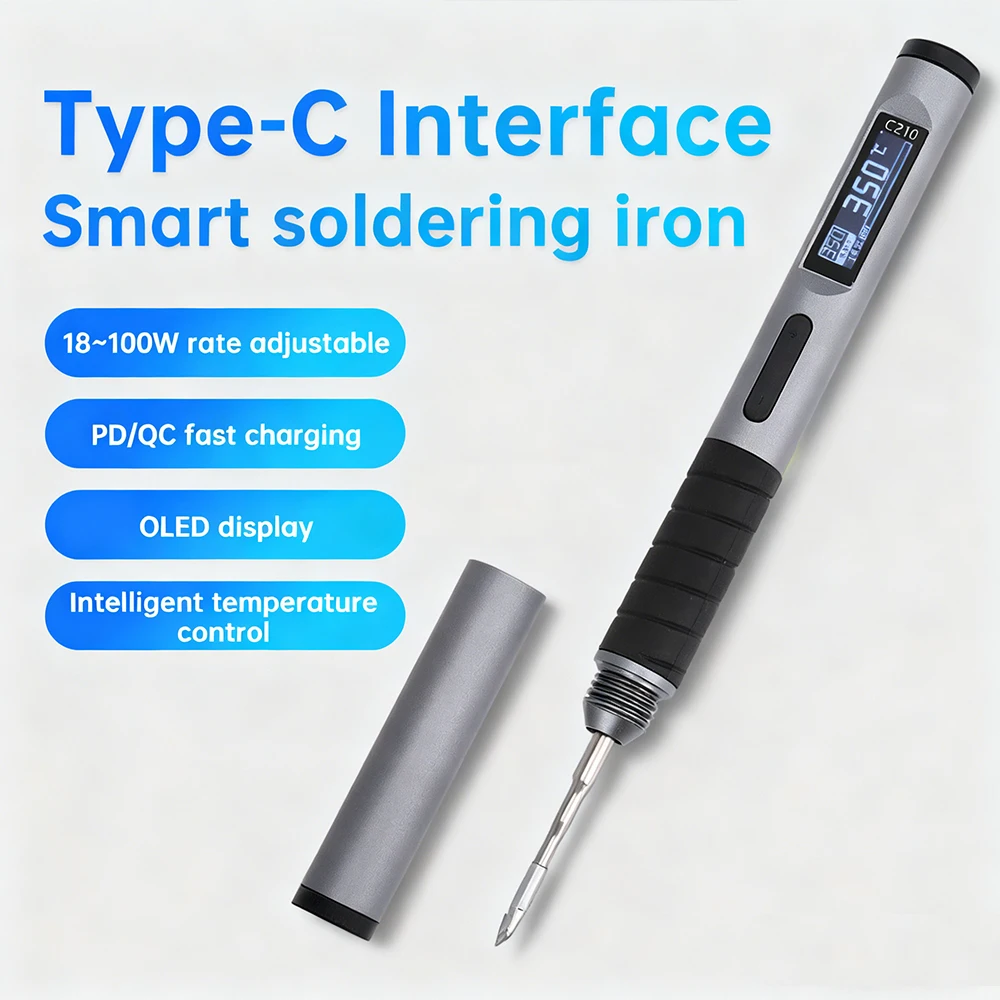 

9-20V DC Intelligent Soldering Iron 100W Constant Temperature Soldering Station Soldering Pen supports PD/QC Type-C fast chargin