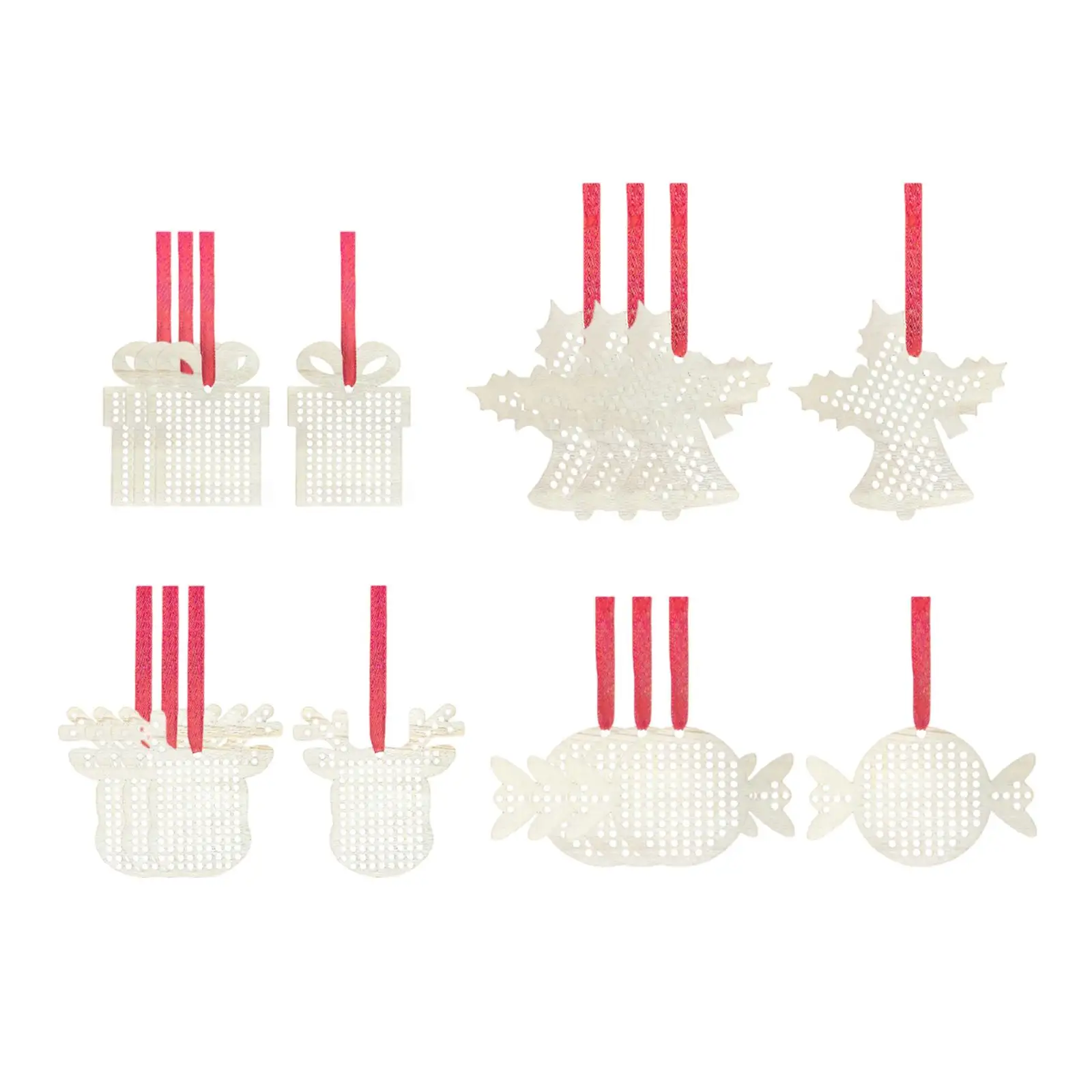 Unfinished Wooden Cross Stitch Kits Christmas Tree Hanging Ornaments DIY Craft Projects with Embroidery Threads Pins Strings