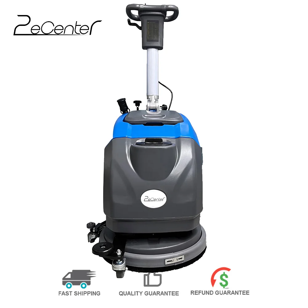 

2ecenter New Style 15“ Foladble Walk Behind Floor Scrubber 30L Tank Fit for School/Villa/Warehouse