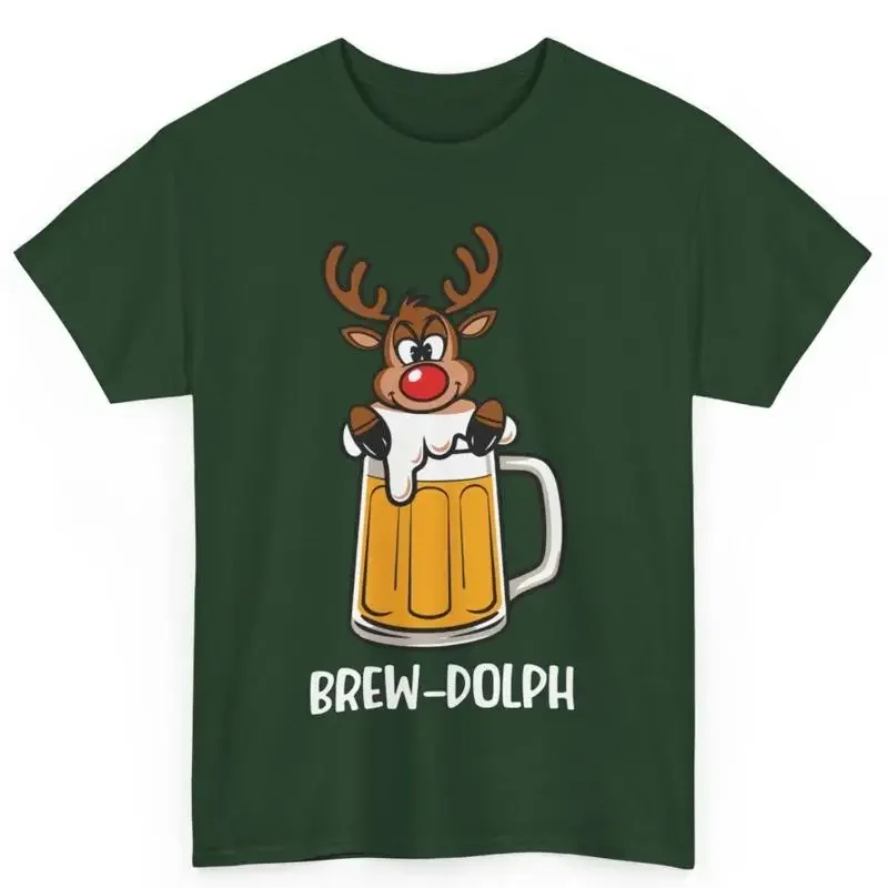 Brew Dolph Christmas Beer Drinking Lover For Dad Men'S Cotton T Shirt