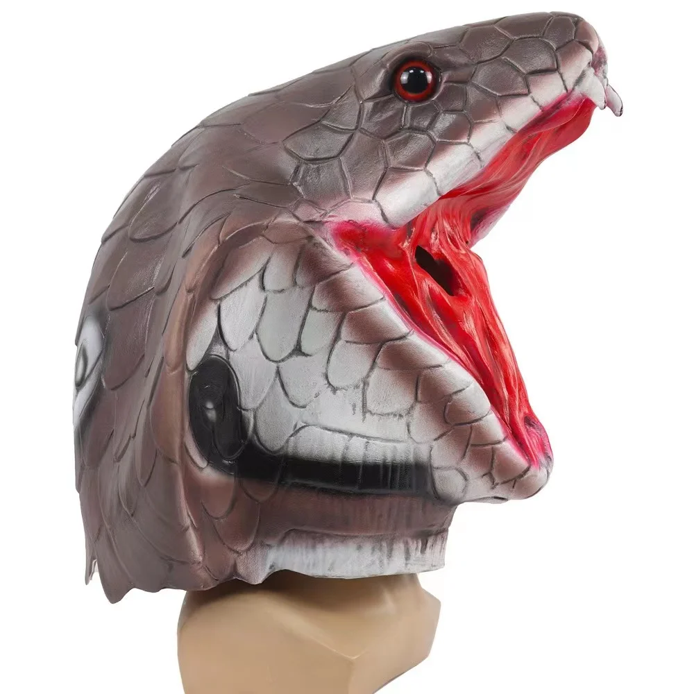 

Snake Mask Cobra Head Animal Latex Full Head Realistic Fancy Dress for Halloween Carnival Costume Party