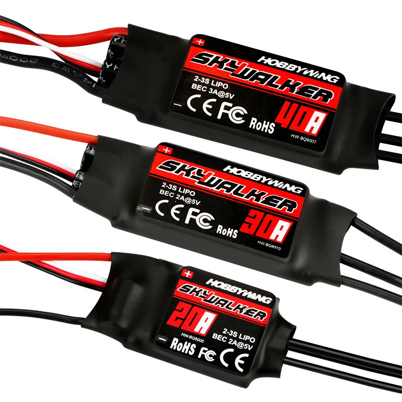 Hobbywing Skywalker-Original velocidade ESC controlador com UBEC para RC helicóptero e aeronave, 12A, 20A, 30A, 40A, 50A, 60A, 80A, 100A, V2