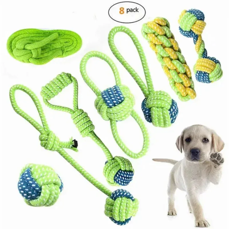

Dental Rope Dog Toy Set - Flossing Cotton Chew Toys for Teeth Cleaning, Tough Knot Ball for Aggressive Chewers (CE Certified)