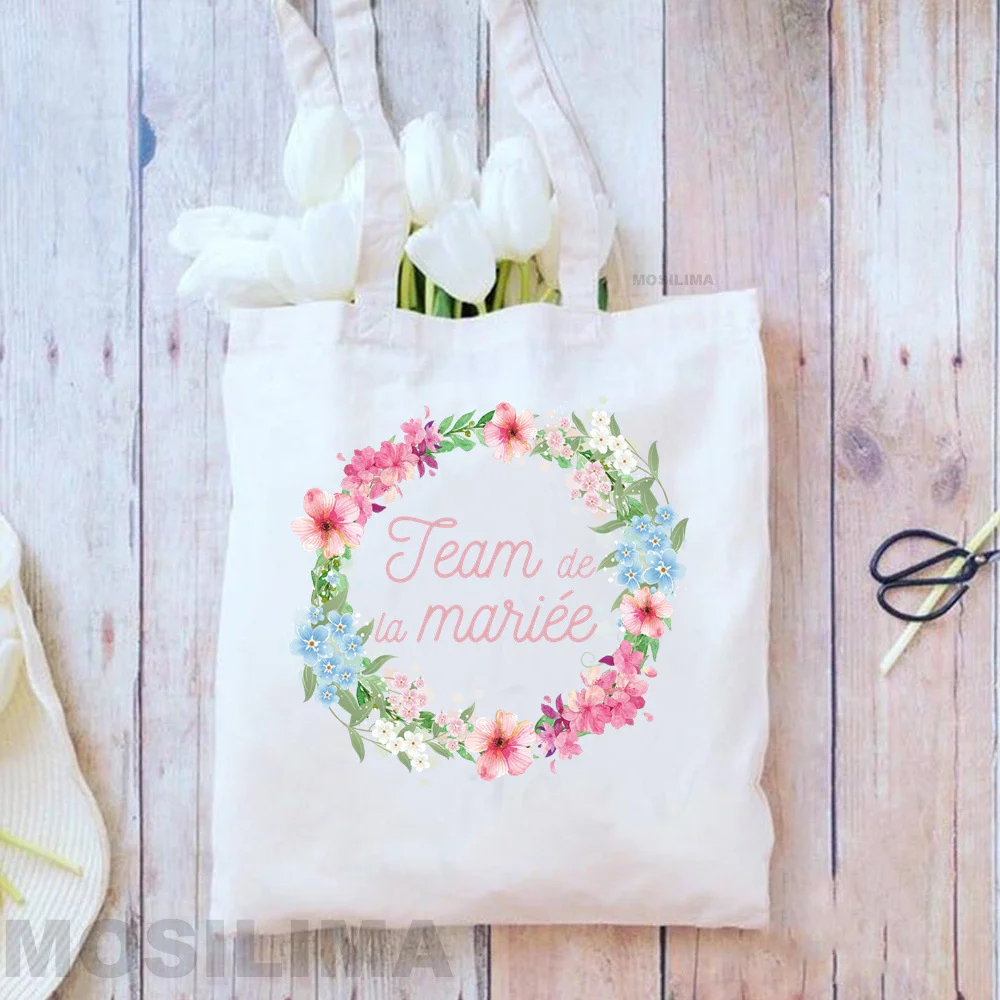 

Team Bride Printing Shoulder Bags Canvas Tote Shopping Bags Bags Bachelorette Wedding Bridal Party Beg 35*40CM 8RZZ