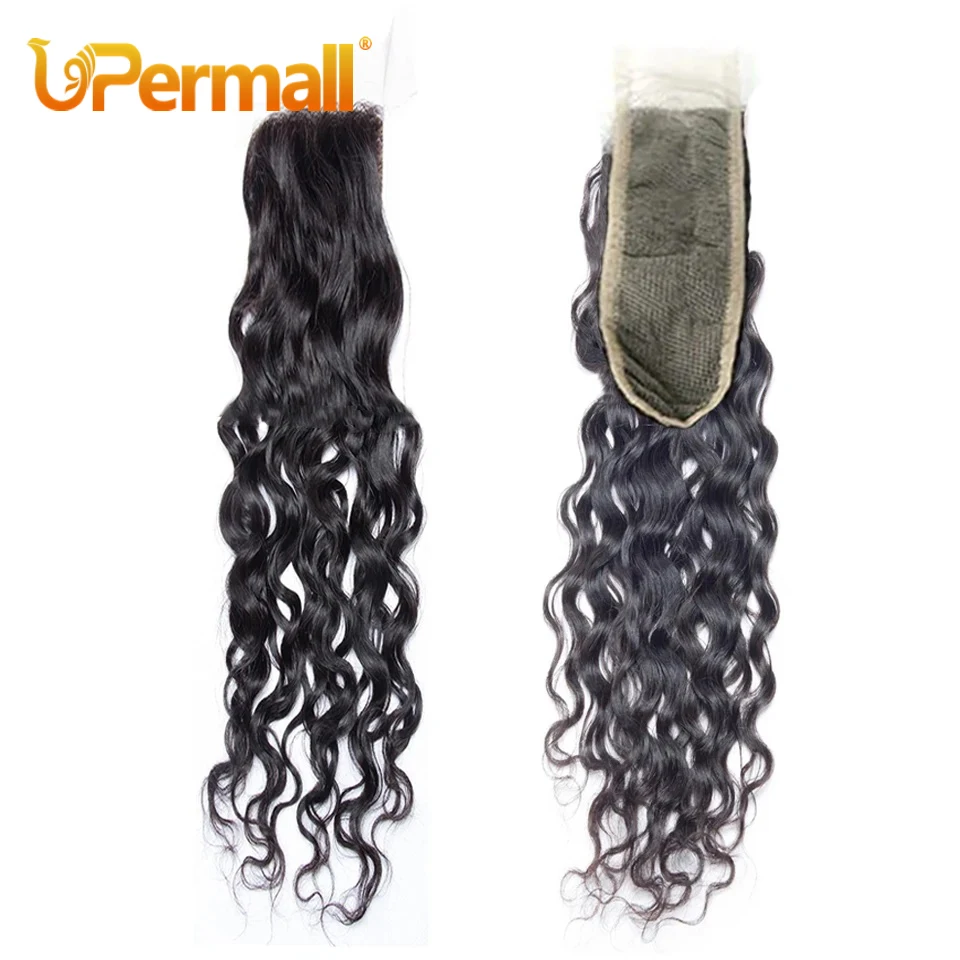 Upermall Kim 2x6 Jerry Curly Swiss Transparent Lace Closure Kinky Straight Loose Deep Water Wave Remy Human Hair For Black Women