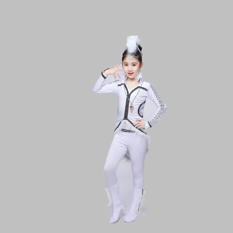 Roupas de performance Fox Yin para adultos e crianças, trio mongol moderno, performance White Fox, mês novo