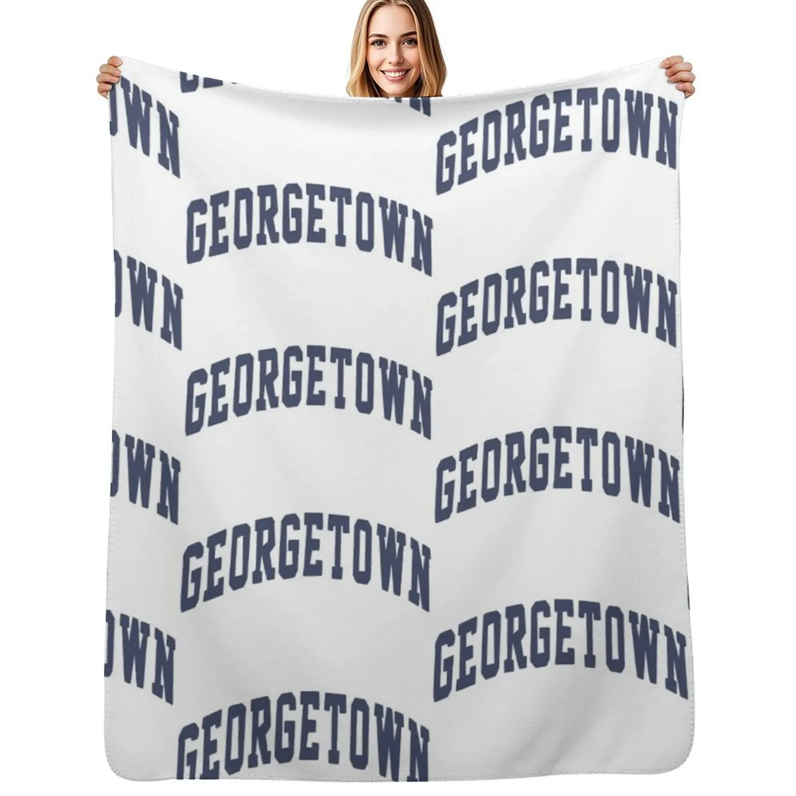 

Georgetown varsity lettering Throw Blanket Beach anime For Sofa Thin valentine gift ideas Blankets