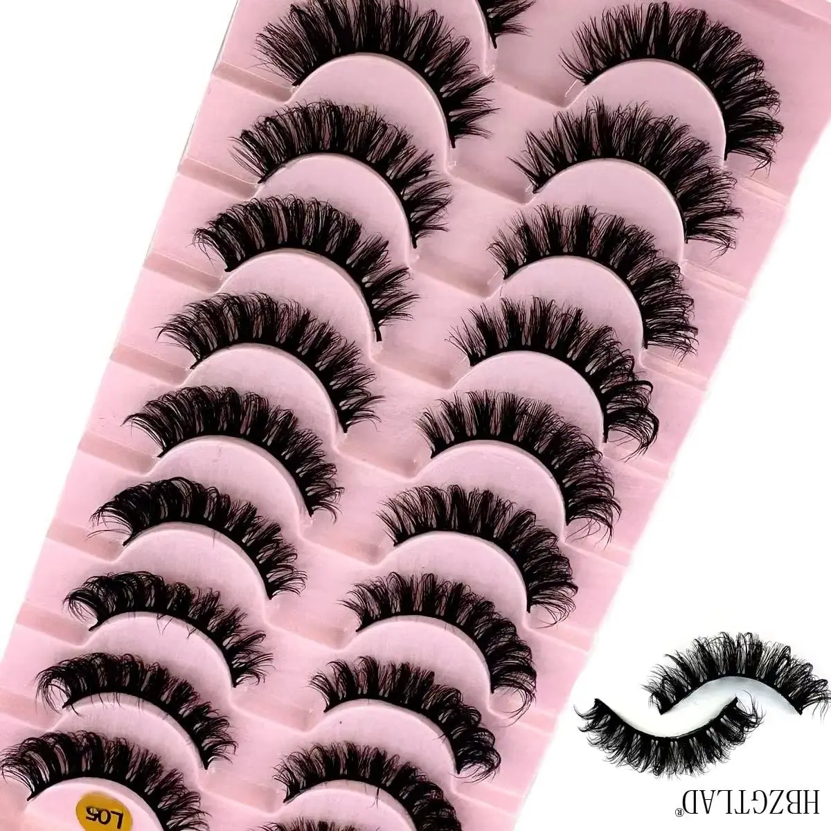 새로운 10 쌍 하이브리드 D 컬 짧은 푹신한 속눈썹 3D 밍크 속눈썹 자연 긴 부드러운 얇은 크로스 가짜 속눈썹 메이크업