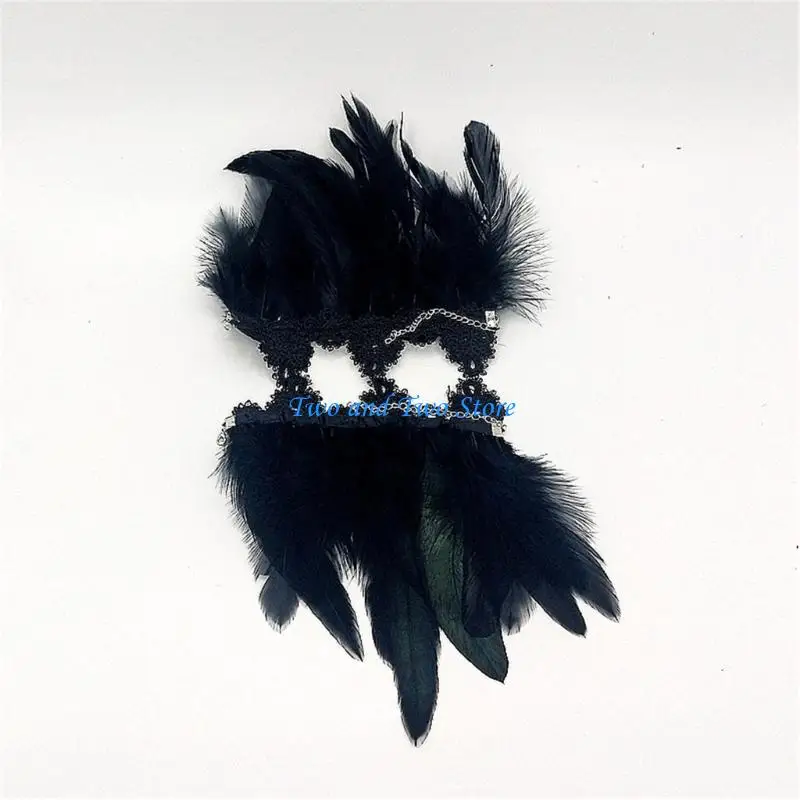 

HX6F Delicate Down Trim Trim Wrist Cuffs Necromancer Costume Addition Thin Halloween Party Wear