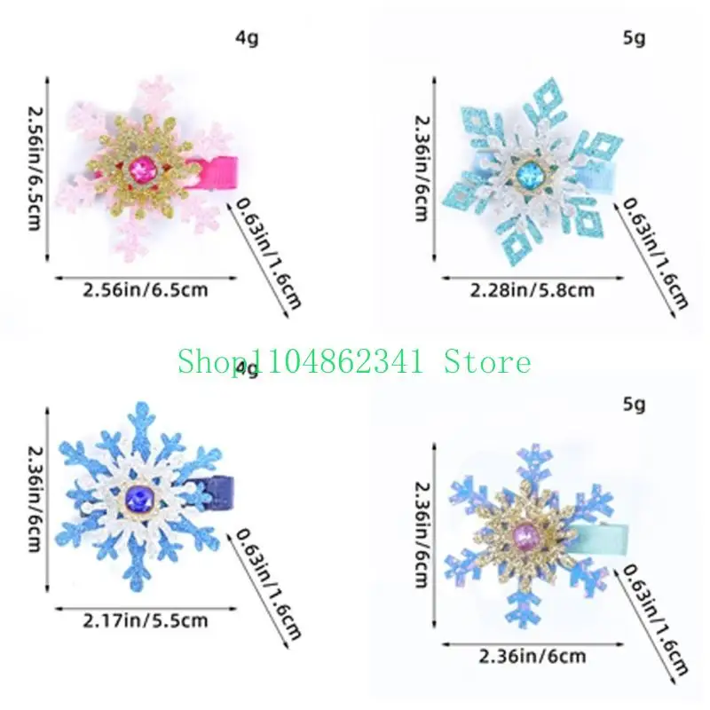 5asd Bông tuyết clip kẹp tóc Barrette Balletcore Xu hướng cho Bunches Girl Headwear